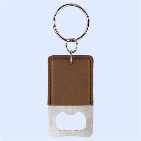 LASERABLE LEATHERETTE BOTTLE OPENER KEYCHAIN