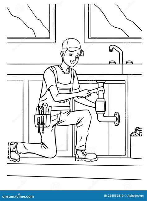 Plumber Coloring Page For Kids Stock Vector Illustration Of Kids