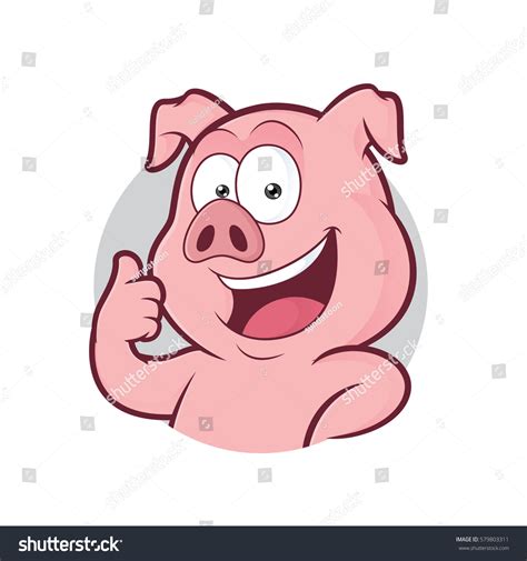 Pig Giving Thumbs Round Frame Stock Vector Royalty Free