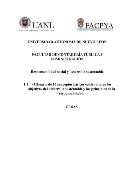 1 Glosarios Responsabilidad Social Y Desarrollo Sustentable Universidad Autonoma De Nuevo