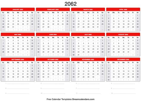 2062 Calendar