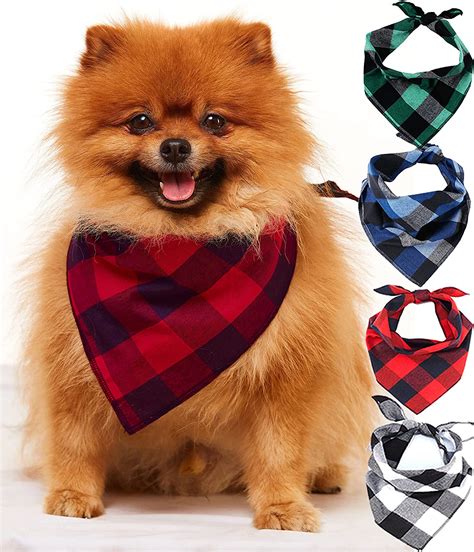 Odi Style Buffalo Plaid Dog Bandana 4 Pack Cotton