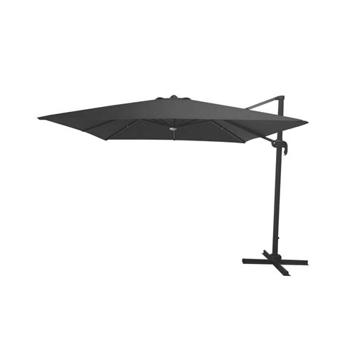 Hampton Bay 10 Ft Aluminum Offset Led Solar Square Patio Umbrella With X Base In Graphite The