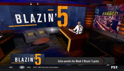 Colin Cowherd Blazing Five NFL 2020 Week 5 Picks On Fox Sports