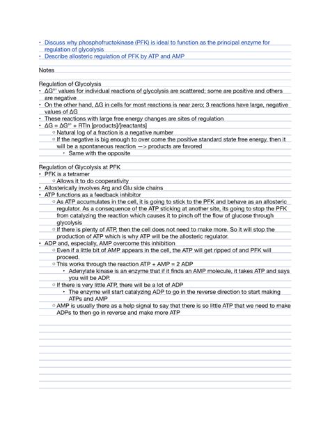 Regulation of Glycolysis - Discuss why phosphofructokinase (PFK) is ...