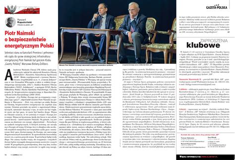 Kluby Gazety Polskiej TYDZIEŃ W KLUBACH GP Piotr Naimski o