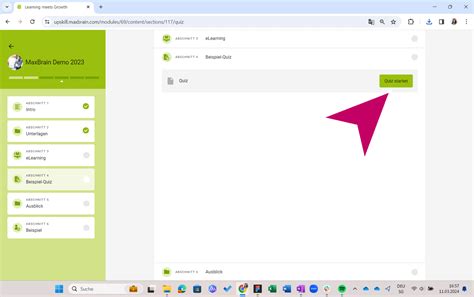 Kurs Fortschritt MaxBrain Lernplattform Learning Platform
