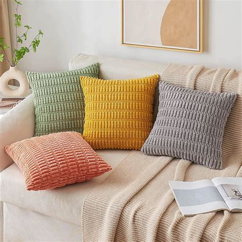 Pack Of 2 Coral Corduroy Decorative Throw Pillow Covers 12x20 Inch Soft