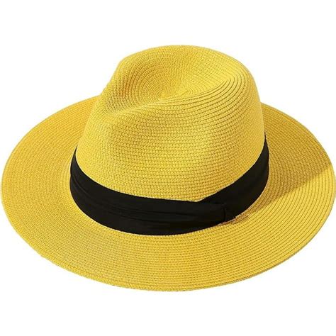 Women Wide Brim Straw Panama Roll Up Hat Fedora Beach Sun Hat Upf50