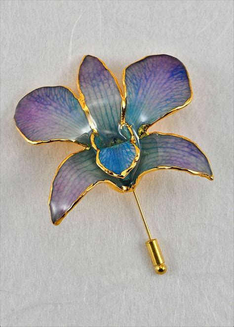 Real Orchid Pin Gold Orchid Brooch