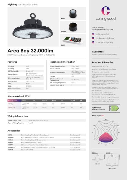 Hba V Datasheet Collingwood Lighting Nbs Source