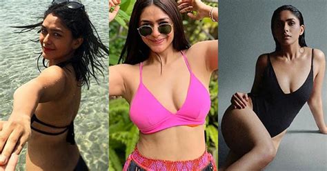 Hottest Photos Of Mrunal Thakur In Bikini Swimsuit And Going Topless