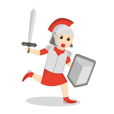 Gladiator use sword and shield design character on white background ...