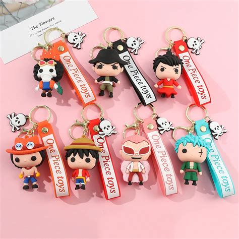 Anime One Piece Keychain Luffy Zoro Portgas D Ace Key Chain Llaveros