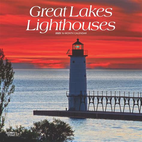 Great Lakes Lighthouses 2025 12 X 24 Inch Monthly Square Wall