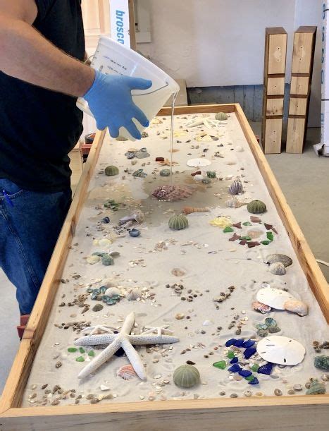 Dys Epoxy Countertop With Shells Diy Resin Crafts Epoxy Table Top