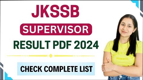 Jkssb Supervisor Result Jkssb Female Supervisor Result