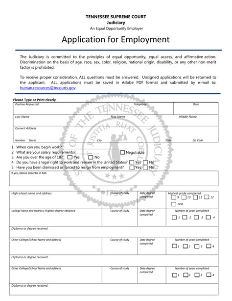 Tennessee Application For Employment Fill Out Sign Online And