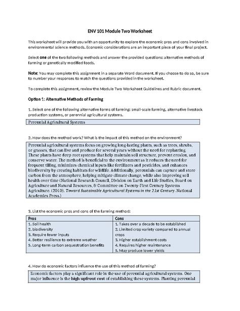 ENV 101 Module Two Worksheet ENV 101 Module Two Worksheet This