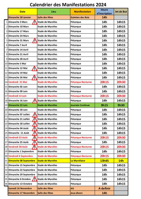 Calendrier Petanque Marolles Sur Seine