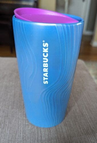 Starbucks Cup Spring Teal Iridescent Ceramic Tumbler W Pink Lid