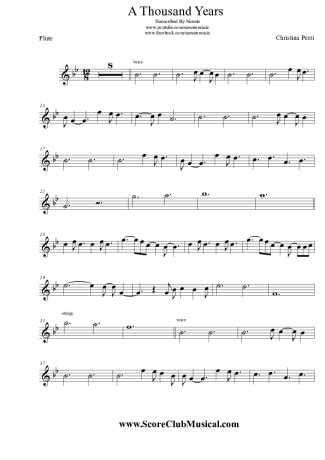 Christina Perri A Thousand Years Sheet Music For Flute