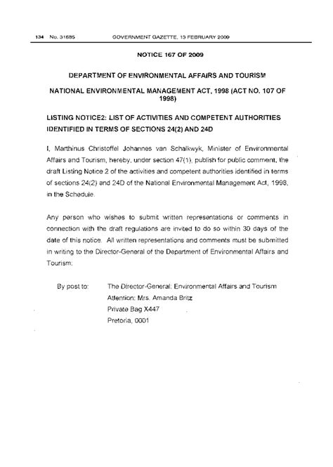 Listing Notice 2 - 134 No. 31885 GOVERNMENT GAZETTE, 13 FEBRUARY 2009