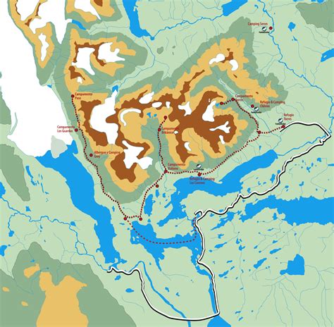 Torres del Paine Trekking Map - Torres del Paine National Park • mappery