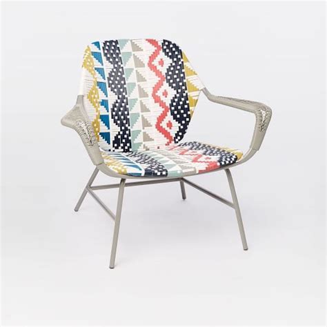 All Weather Wicker Colorblock Woven Lounge Chair Multi West Elm