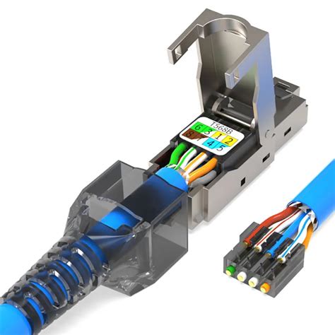 CAT7 RJ45 Connector 50U No Crimping Tools Required Network Cable Cat6A