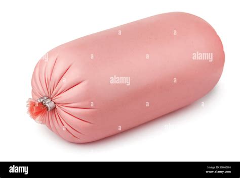 Boiled Pork Sausage Isolated On White Stock Photo Alamy