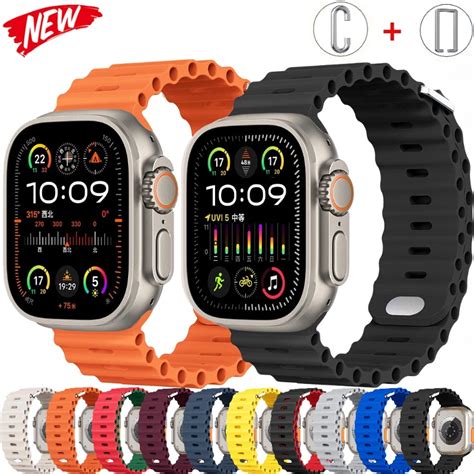 Pulseira Ocean Para Apple Watch Pulseira De Silicone Pulseira Ultra