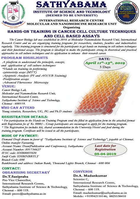 Hands On Training In Cancer Cell Culture Techniques And Cell Based