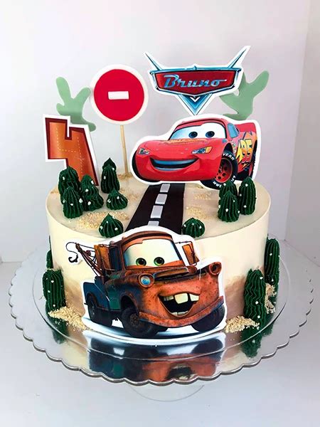 Tarta Cars Rayo Mcqueen Personalizada Con Toppers