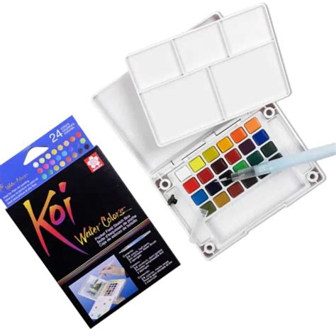 TINTA AQUARELA PASTILHA KOI SAKURA ESTOJO 24 CORES XNCW 24N Artes Gerais