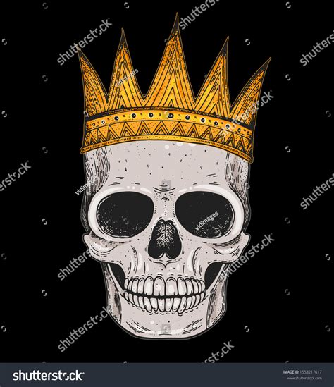 Skull King Hand Drawn Illustration Vintage Stock Vector Royalty Free