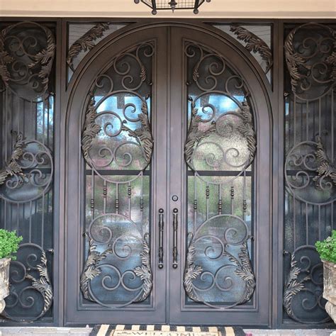 Iwd Luxury Wrought Iron Double Entry Door Round Top Clid 017