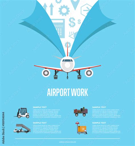 Airport work poster for commercial airline. World flying organization ...