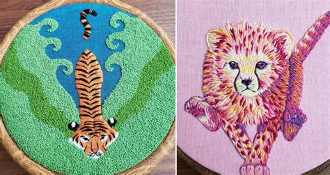 Artist Laura McGrarrity Creates Colorful Embroidery Of Animals