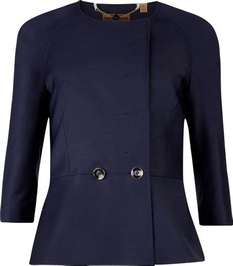 Ted Baker Zivia Peplum Waist Jacket In Blue Lyst