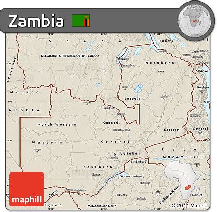 Free Shaded Relief Map of Zambia