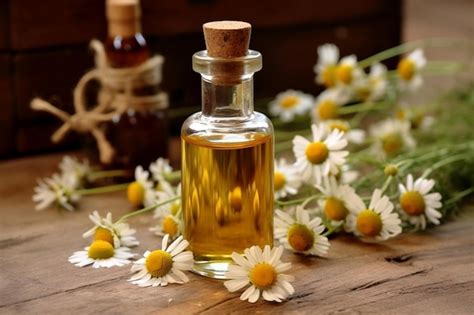 Premium AI Image Roman Chamomile Essential Oil Alongside Roman