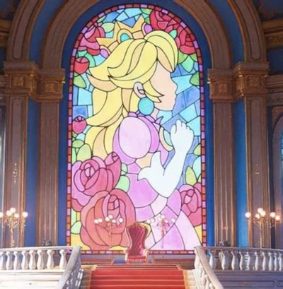 Idea 009 - Princess Peach castle stained glass window - A Blue Star