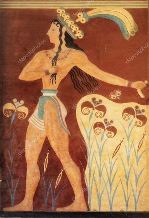 Ancient minoan fresco from Knossos, Crete — Stock Photo © mrxiao #76666787