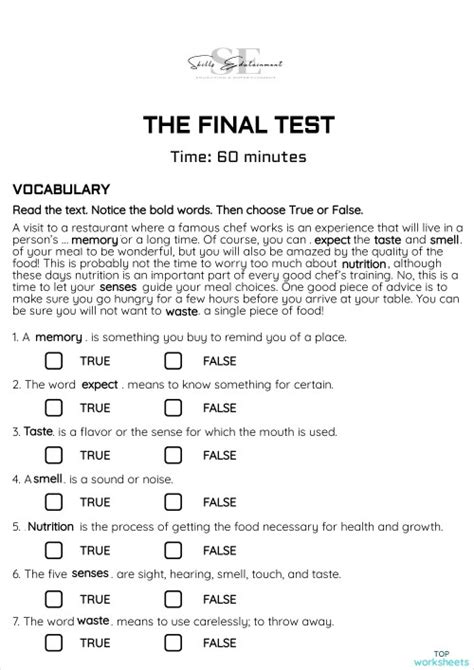 The Final Test Interactive Worksheet Topworksheets