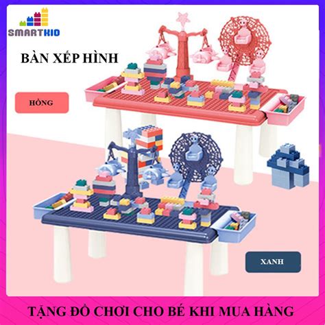 Bàn Xếp Hình Lego Đa Chức Năng Thông Minh Cho Bé Đồ Chơi Trẻ Em Lắp Ráp