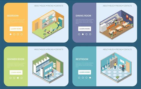 Hostel Isometric Landing Pages 12632089 Vector Art At Vecteezy