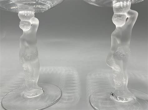 Bayel Crystal Bacchante Frosted Glass Nude Stem Champagne Drinking Cups