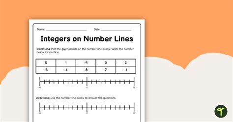 Integers On Number Lines Worksheet Teach Starter