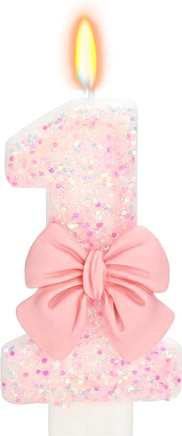 Elekfx Birthday Candle For Cake 1 Candle Pink Glitter